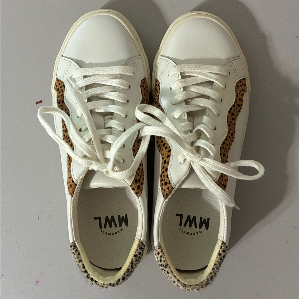 🎉HP🎉Madewell MWL leather pony hair white and tan sneakers